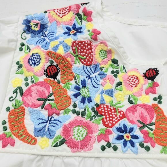 J. Crew Cotton Poplin Tunic Dress Farmer's Market Embroidery White Floral Small - Picture 5 of 13